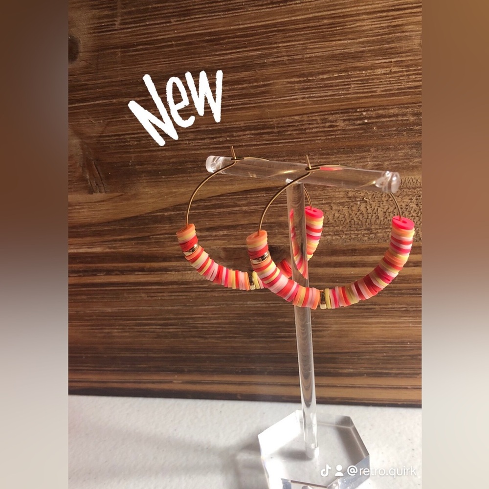 Handmade Clay Bead Sunset Earrings